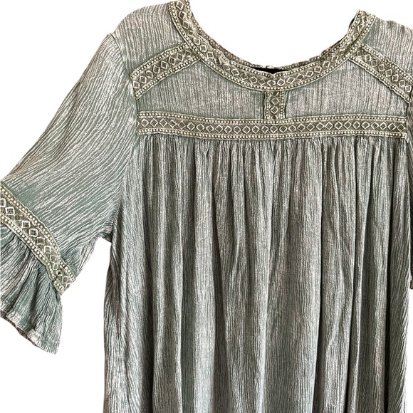 Easel Sage Textured Knit Monochromatic Minimalist Boho Hippie Lagenlook Top Sz S - Picture 9 of 9